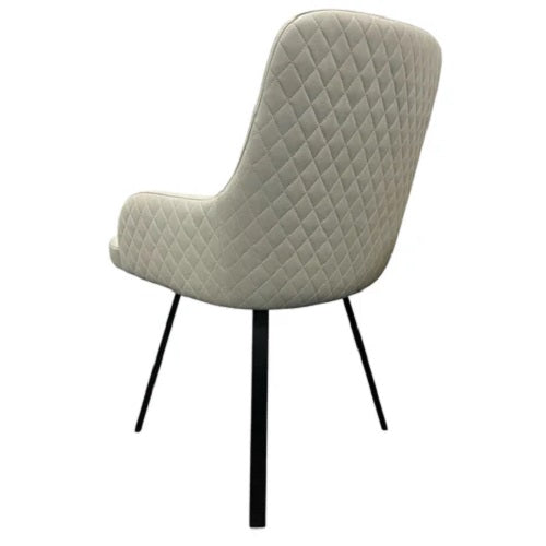 Rose Light Grey Faux Leather 180 degree swivel Dining chair with black metal leg