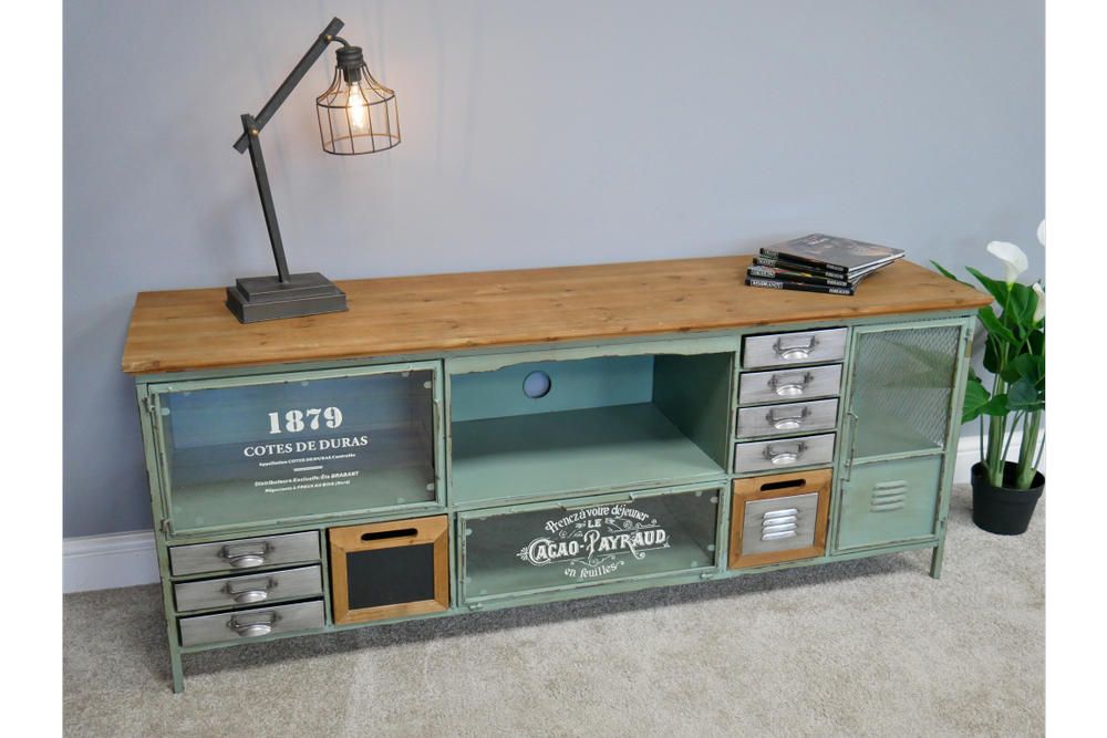 Quirky Blue Industrial TV and Media Unit