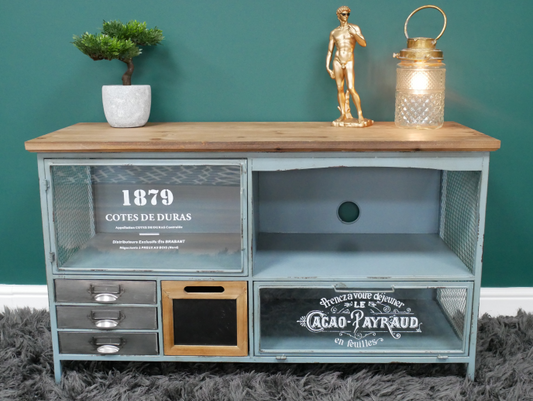 Quirky Blue Industrial TV Unit