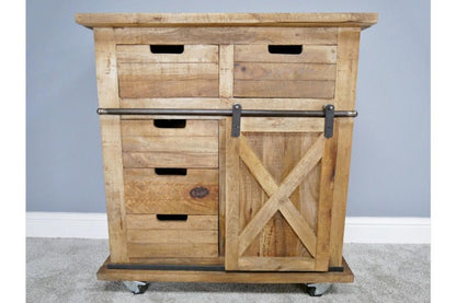 INDUSTRIAL STYLE RUSTIC WOODEN SIDEBOARD 81 CM WIDE STORAGE UNIT