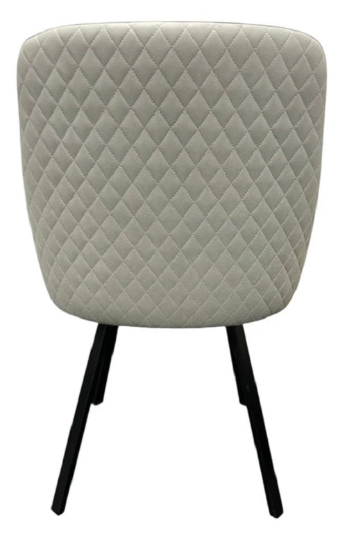 Rose Light Grey Faux Leather 180 degree swivel Dining chair with black metal leg