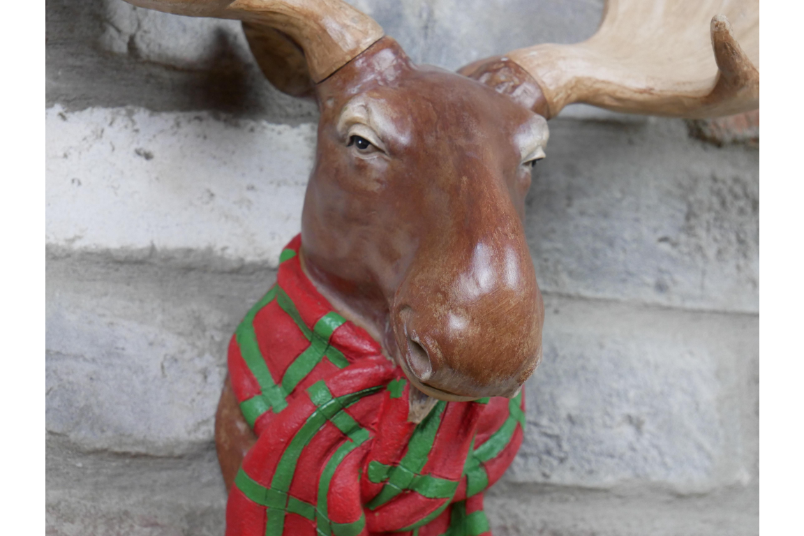 Moose Head Wall Decor Ornament with Scarf 48cm high