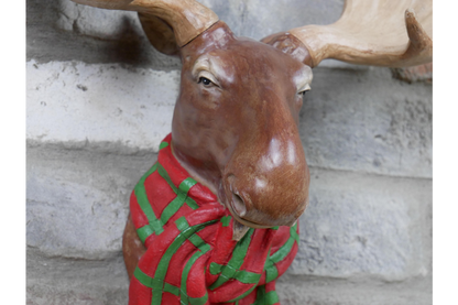 Moose Head Wall Decor Ornament with Scarf 48cm high