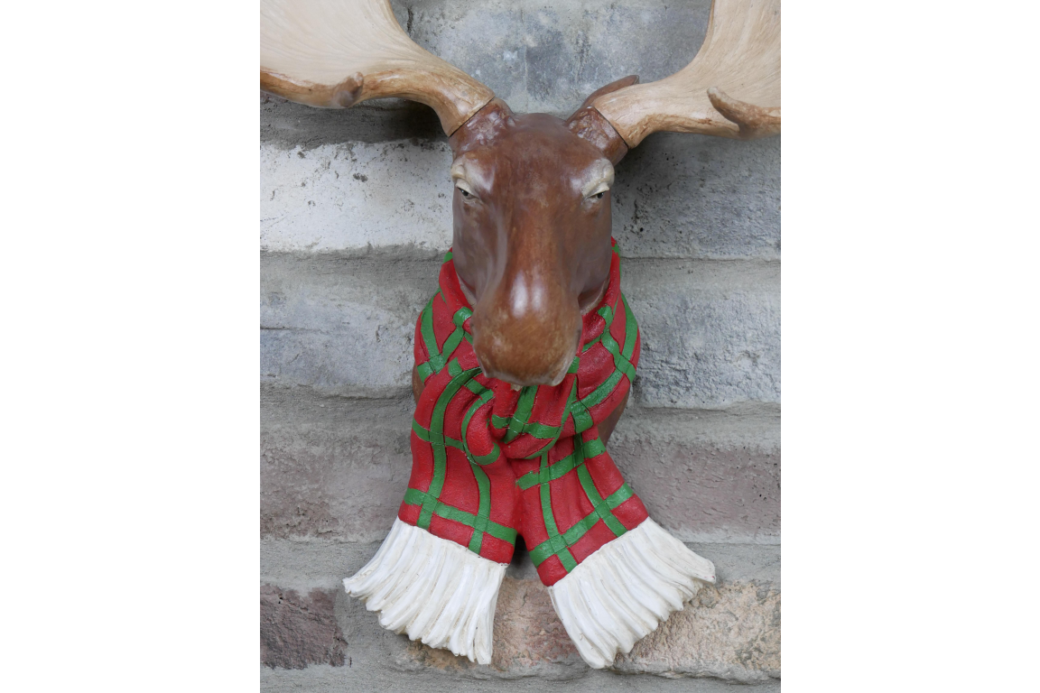 Moose Head Wall Decor Ornament with Scarf 48cm high