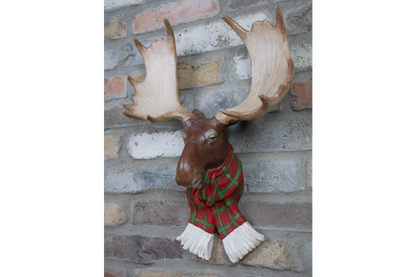 Moose Head Wall Decor Ornament with Scarf 48cm high