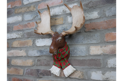 Moose Head Wall Decor Ornament with Scarf 48cm high