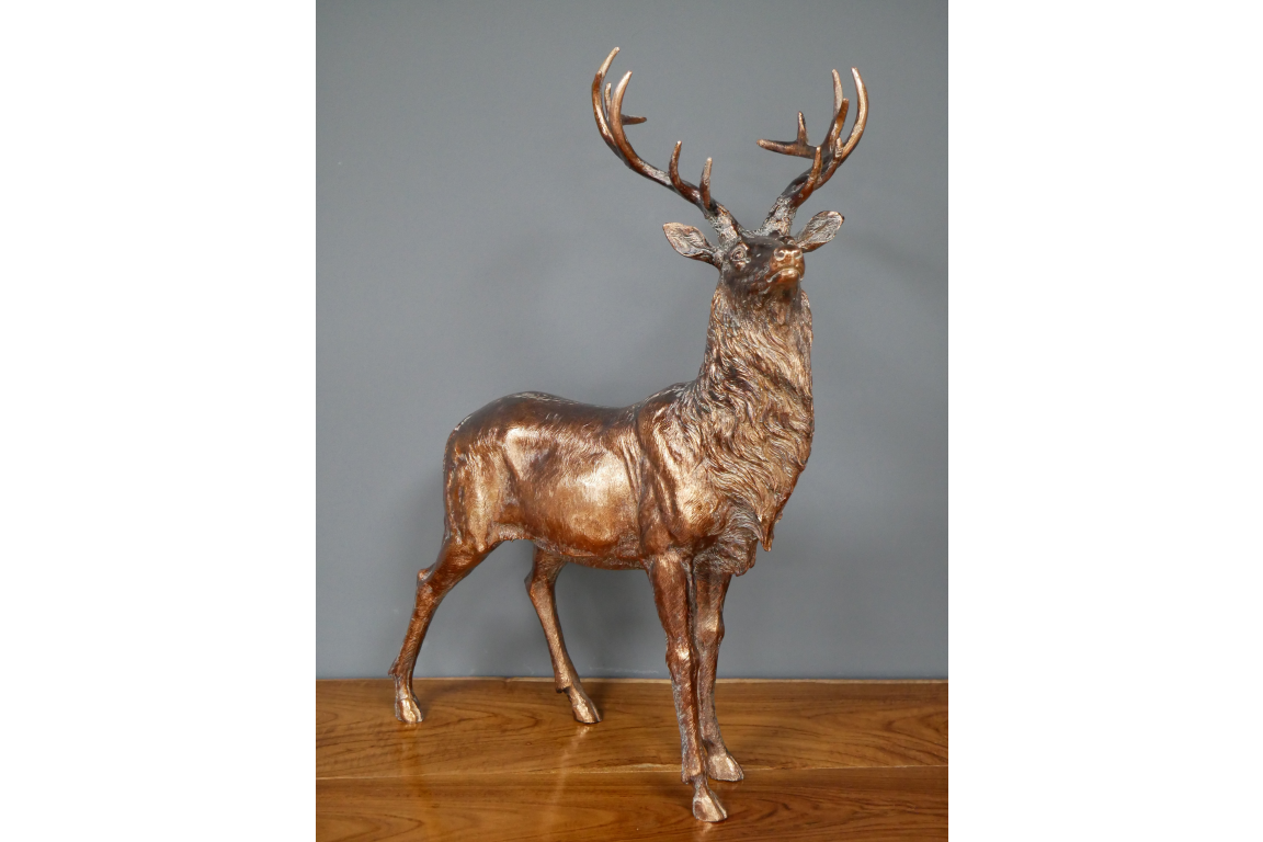 Antique Bronze Resin Stag Ornament 55cm high