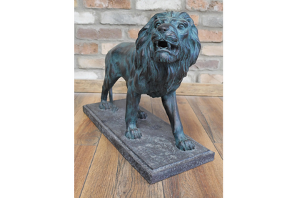 Pair Of Antique Style Outdoor Lion Ornaments, Animal Garden Ornaments