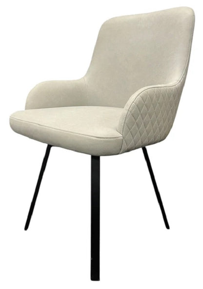 Rose Light Grey Faux Leather 180 degree swivel Dining chair with black metal leg