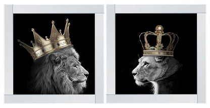 Large King Lion head and Queen Lioness mirror pictures 90x90