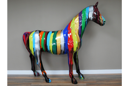 Stunning extra large multi coloured horse ornament, life size horse ornament