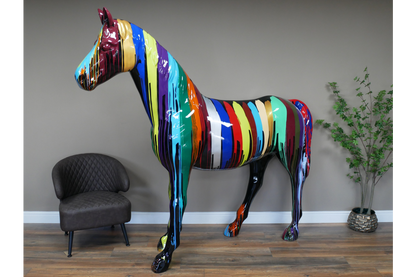 Stunning extra large multi coloured horse ornament, life size horse ornament