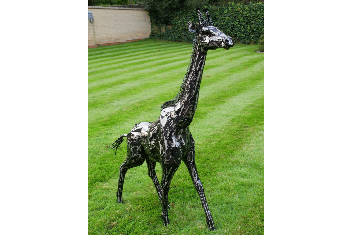 METAL GIRAFFE GARDEN STATUE, LARGE GIRAFFE GARDEN SCULPTURE