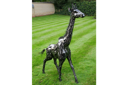 METAL GIRAFFE GARDEN STATUE, LARGE GIRAFFE GARDEN SCULPTURE