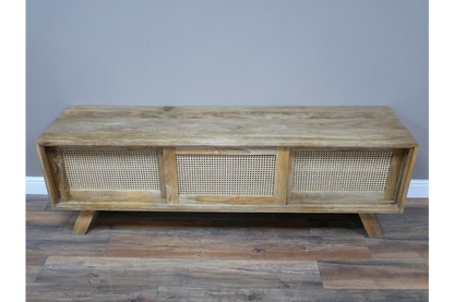 INDUSTRIAL STYLE RUSTIC WOODEN TV CABINET WITH RATTAN 180 CM WIDE