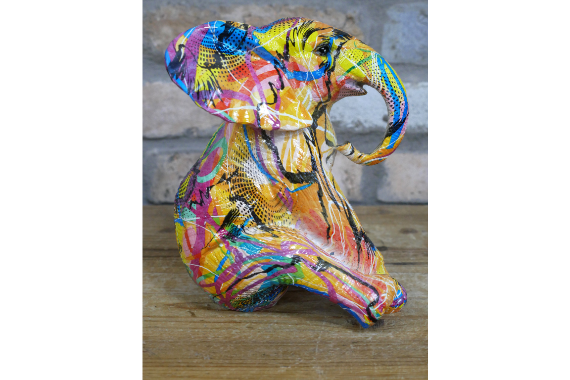 Elephant ornament, Graffiti painted decorative animal ornament