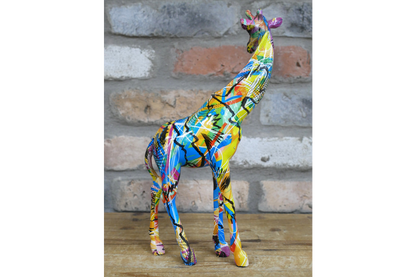 Giraffe ornament, Graffiti painted decorative animal ornament