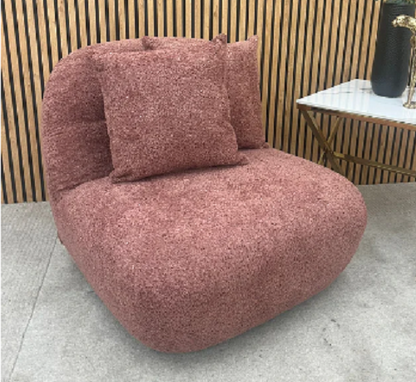 Accent snuggle swivel chair, boucle fabric accent chair