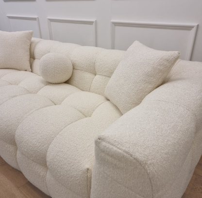 3 Seater Ivory Sofa, Bubble Boucle 3 Seater Sofa