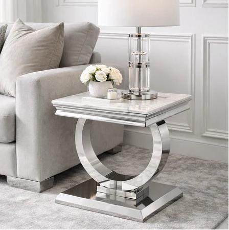 Arianna Side Table with Marble Top, colour option