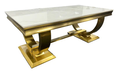 Gold Ariana Coffee Table with Cream Marble Top