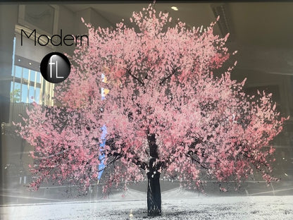 Baby Pink blossom tree 3D glitter art picture in crushed crystal frame