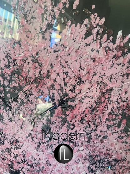 Baby Pink blossom tree 3D glitter art picture in crushed crystal frame