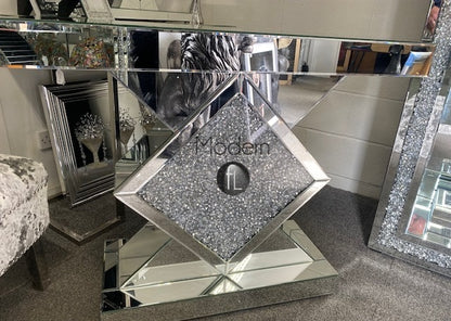 LED Mirrored crushed crystal console table, LARGE mirror console table 120cm