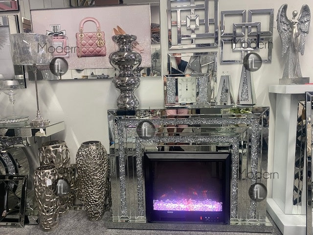 Crushed Crystal Fireplace with Electric Fire, stunning diamond fire place