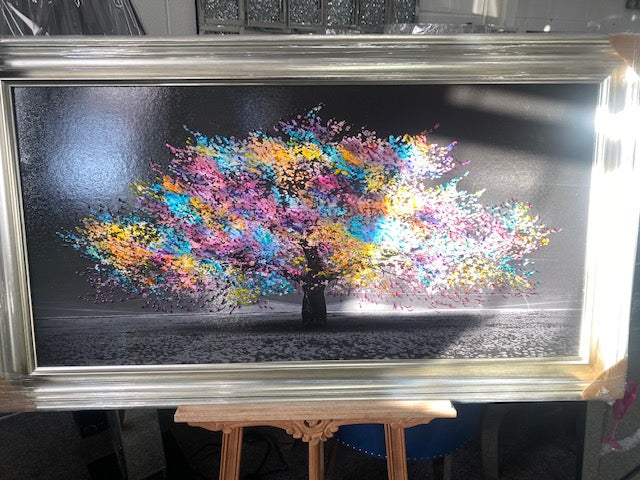 EX DISPLAY Rainbow Blossom Tree 3D glitter art picture