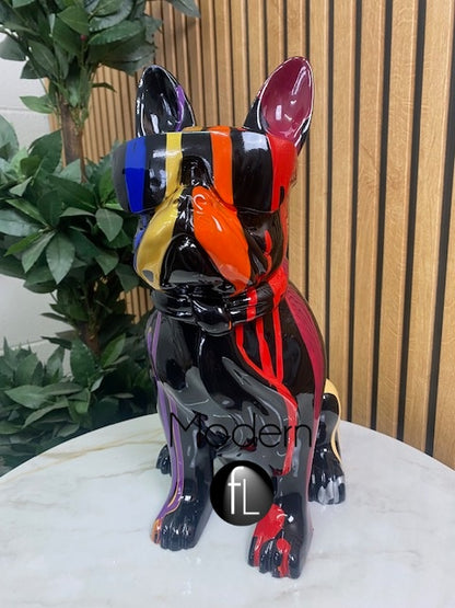 Multi Colour oil painted dog ornament with cool shades