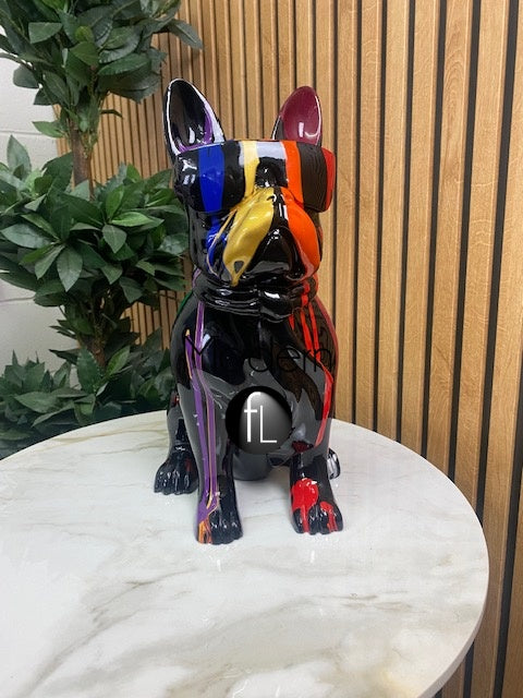 Multi Colour oil painted dog ornament with cool shades