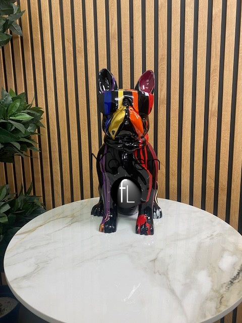 Multi Colour oil painted dog ornament with cool shades