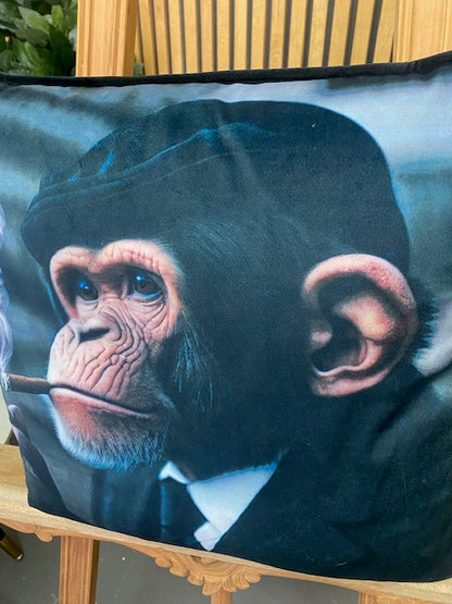 Monkey Cushion "peaky Blinders" style Cushion Luxury Velvet Duck Filled 46cm