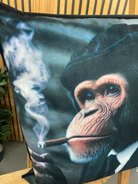 Monkey Cushion "peaky Blinders" style Cushion Luxury Velvet Duck Filled 46cm