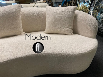 Ivory White Boucle Sofa 3 Seater