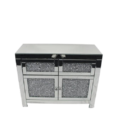 Crushed diamond contemporary 2 drawer sideboard 100cm wide, Mirror glitz sparkle