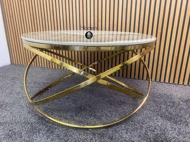 Gold Spiro Coffee Table With Sintered Stone Top