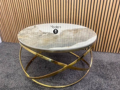 Gold Spiro Coffee Table With Sintered Stone Top