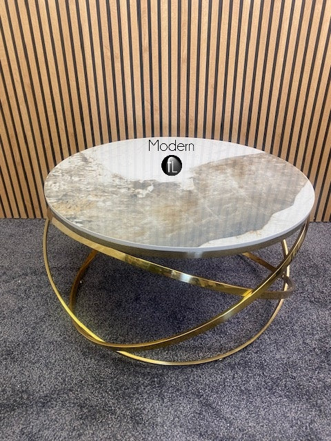 Gold Spiro Coffee Table With Sintered Stone Top