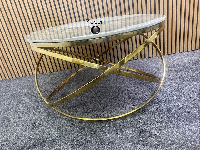 Gold Spiro Coffee Table With Sintered Stone Top