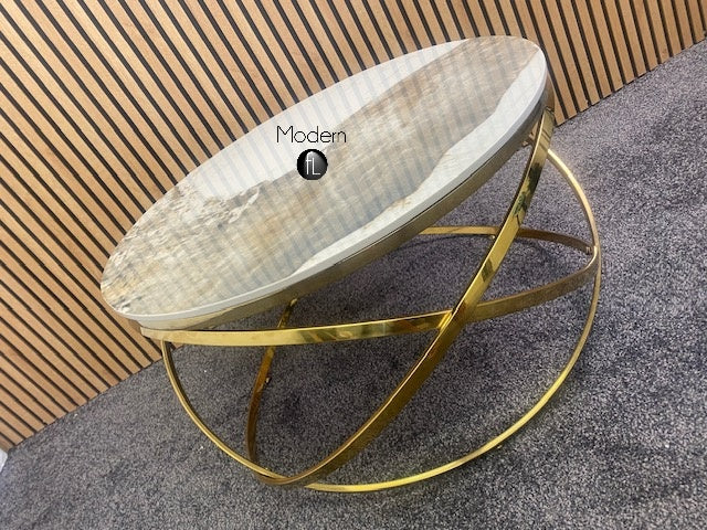 Gold Spiro Coffee Table With Sintered Stone Top