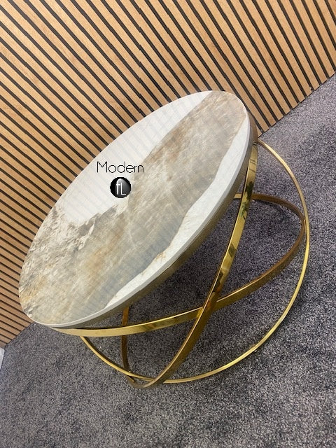 Gold Spiro Coffee Table With Sintered Stone Top