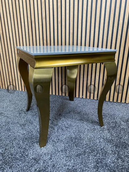 Gold Louis Side Table Grey Ceramic Marble Pattern Lamp Table Gold Leg