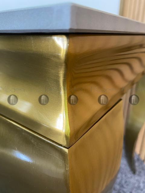 Gold Louis Side Table Grey Ceramic Marble Pattern Lamp Table Gold Leg