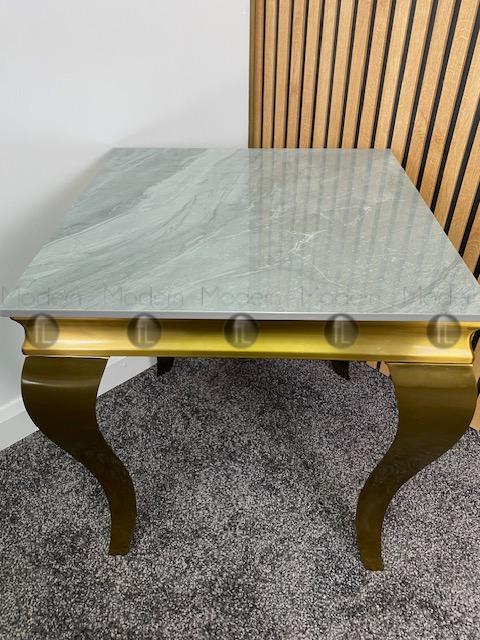 Gold Louis Side Table Grey Ceramic Marble Pattern Lamp Table Gold Leg