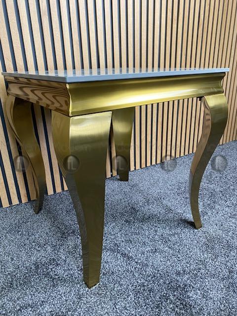 Gold Louis Side Table Grey Ceramic Marble Pattern Lamp Table Gold Leg