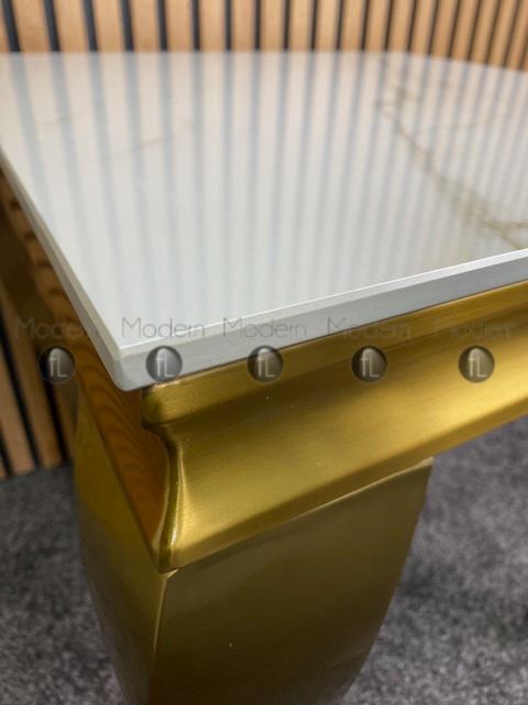 Gold Louis Side Table White Ceramic Marble Pattern Lamp Table Gold Leg