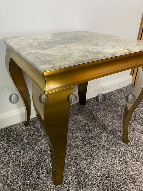 Gold Louis Side Table Natural Stone Marble Top Lamp Table Gold Leg