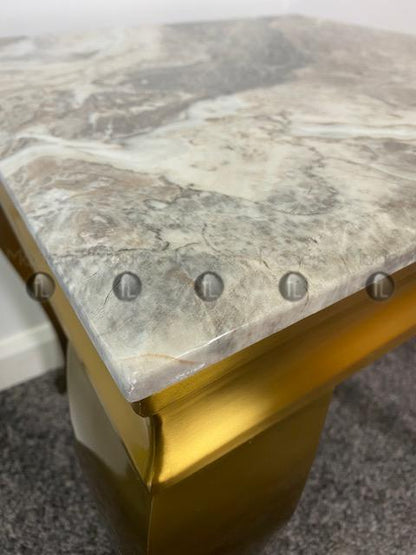 Gold Louis Side Table Natural Stone Marble Top Lamp Table Gold Leg